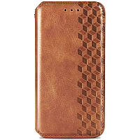 Шкіряний чохол книжка GETMAN Cubic (PU) для Samsung Galaxy M53 5G Чорний, Штучна шкіра, Слот для візитки Коричневый