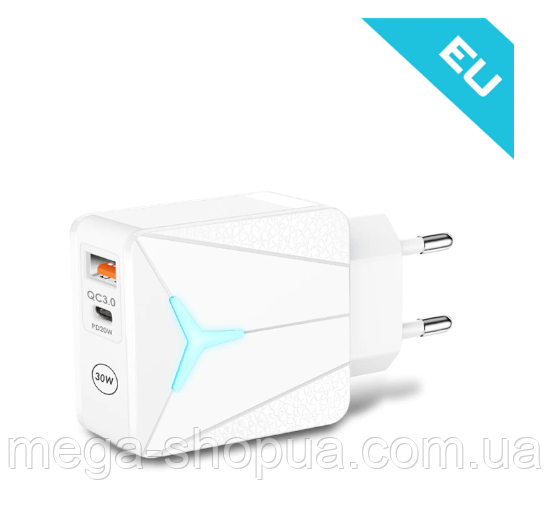 Мережевий зарядний пристрій PD Type-C USB зарядний блок для телефону, смартфона FH89-2