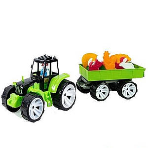Ігровий набір Трактор із причепом (з конструктором, 14 деталей, людина, тварини) 007/12 "BAMSIC"
