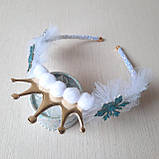 Обруч для ранковика — сніжинка з фатином і помпонами, фото 5