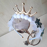 Обруч для ранковика — сніжинка з фатином і помпонами, фото 3