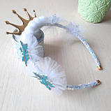 Обруч для ранковика — сніжинка з фатином і помпонами, фото 6