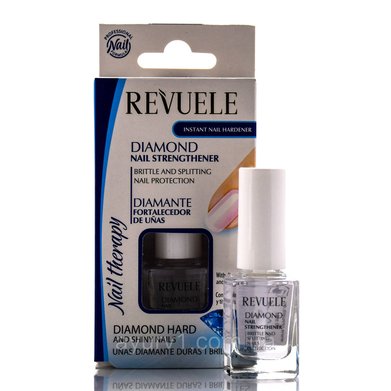 Алмазний засіб для зміцнення нігтів, Diamond Nail Strengthener, Nail Therapy, Revuele, 10 ml