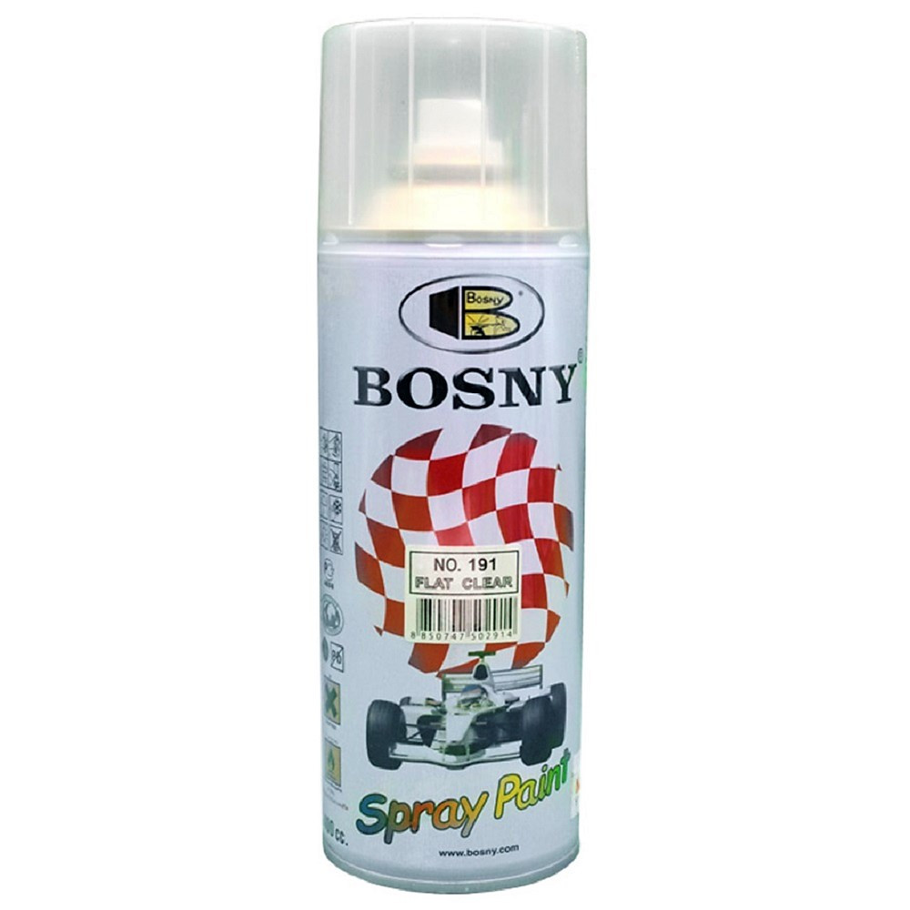 Акриловий лак спрей прозорий матовий Bosny 191 Flat Clear Spray Paint 400мл