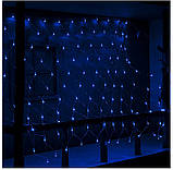 Гірлянда сітка 240 LED 3х0.8 м синя діодна новорічна святкова, фото 4