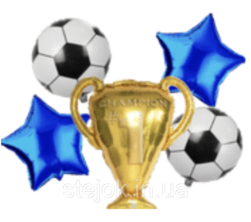 Набір куль у стилі "Футбол" 5в1 з кубком, синій, фото 1
