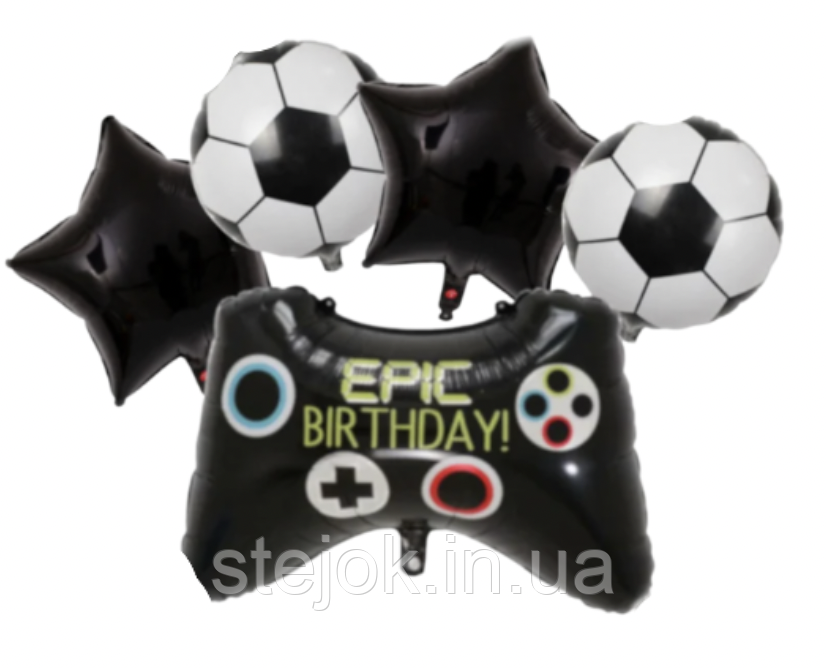 Набір куль у стилі "Футбол" 5в1 з приставкою, чорний, фото 1