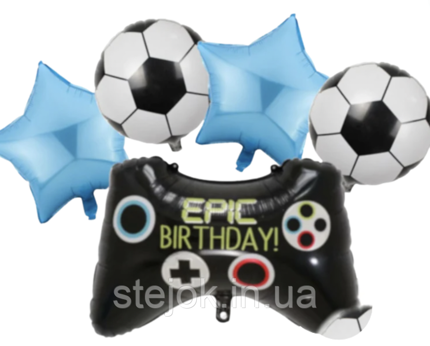 Набір куль у стилі "Футбол" 5в1 з приставкою, блакитний, фото 1