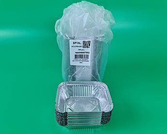 Контейнер із харчової алюмінієвої фольги прямокутний 225 мл SP15L 100 шт. в пакованні (1 пачка)