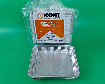 Контейнер із харчової алюмінієвої фольги прямокутний 1150 мл R2G 100 шт. в пакованні (1 пачка)