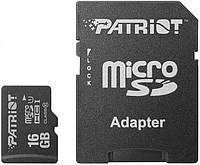 Картка пам'яті microSD 16GB Class 10 UHS-I Patriot + SD-адаптер (PSF16GMCSDHC10)