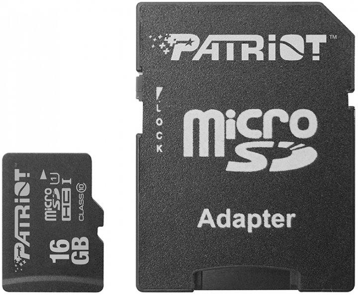 Картка пам'яті microSD 16GB Class 10 UHS-I Patriot + SD-адаптер (PSF16GMCSDHC10)