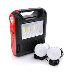 DR-ліхтар переносний JY-108+Solar+FM+TF, 50 SMD LED+1 COB, 2 лампи дод. освітлення, 2 режими, заряд від 5V,