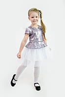Дитяче нарядне біле карнавальне плаття з фатином Diamond Сніжинка 98\104,104\110см 28,30р