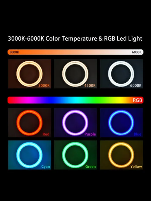 Светодиодная кольцевая лампа RGB RL-13(LED/Лед) MJ-33 +ШТАТИВ - от USB свет для фото и видео лед подсветка - фото 3 - id-p1361560919