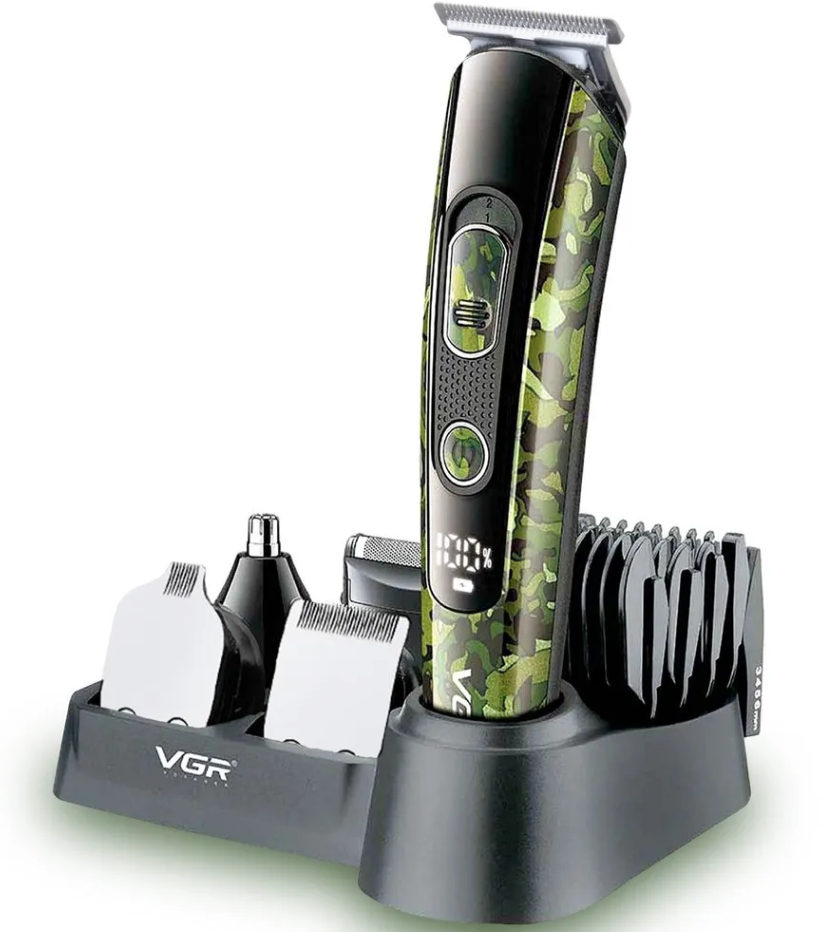 Машинка для стрижки волос 5в1 VGR V-102 аккумуляторная с насадками и триммером для бороды и усов, GP18 - фото 1 - id-p1725273633