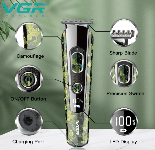 Машинка для стрижки волос 5в1 VGR V-102 аккумуляторная с насадками и триммером для бороды и усов, GP21 - фото 5 - id-p1725273636