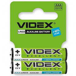 Батарейка лужна Videx LR03/AAA 2шт SHRINK CARD