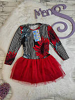 Детское платье Клим красное с цветочным принтом и юбкой сеткой Размер 92