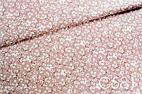 Ткань сатин Цветы средние на розовом ОСТАТОК 0,4 м