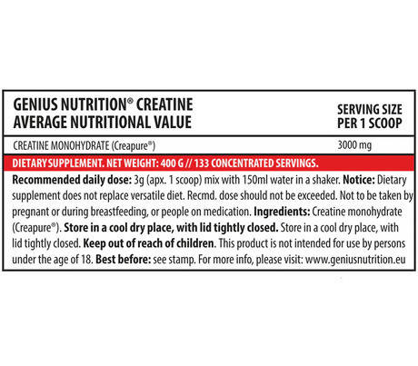 Креатин Genius Nutrition, Creatine Creapure 300 g, фото 2