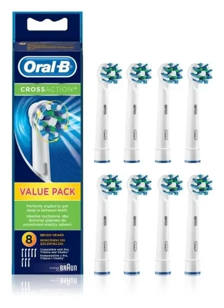 Сменные насадки для электрической зубной щетки ORAL-B EB50 CrossAction 8 шт - фото 1 - id-p1725283157