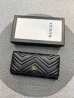 Женский кожаный кошелек брендовый черный из натуральной кожи