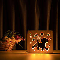 Светильник ночник из дерева ArtEcoLight #14/1 LED "Веселый львенок" с пультом и регулировкой, теплый белый
