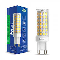 Светодиодная LED лампа Feron LB434 220V G9 6W 4000K прозрачная в пластиковом корпусе
