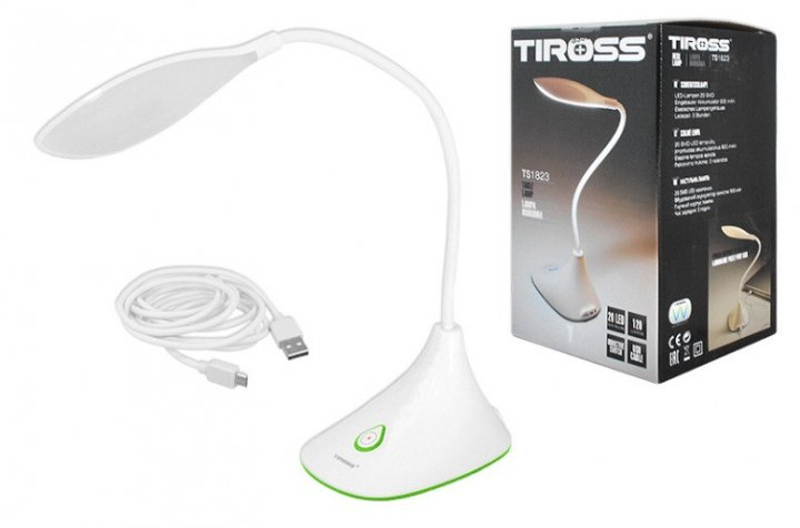 Светодиодный LED светильник с аккумулятором Tiross TS-1823 USB 2.2W 120Lm 900mAh Lead-acid (настольная лампа) - фото 5 - id-p1725304614