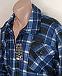Сорочка тепла чоловіча на хутрі Lanzans vdm-0009 класична синя картата на змійці чоловіча сорочка M, фото 7