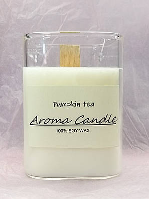 Соєва аромасвіча у скляному підсвічнику "Pumpkin tea" Гарбузовий чай 200 мл, фото 1