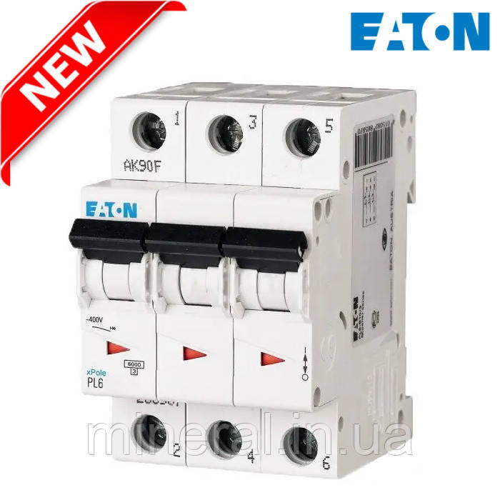 Автоматичний вимикач 3P, PL6-C10-3 / Модульний автоматичний вимикач / На DIN- рейку / Eaton (Moeller)