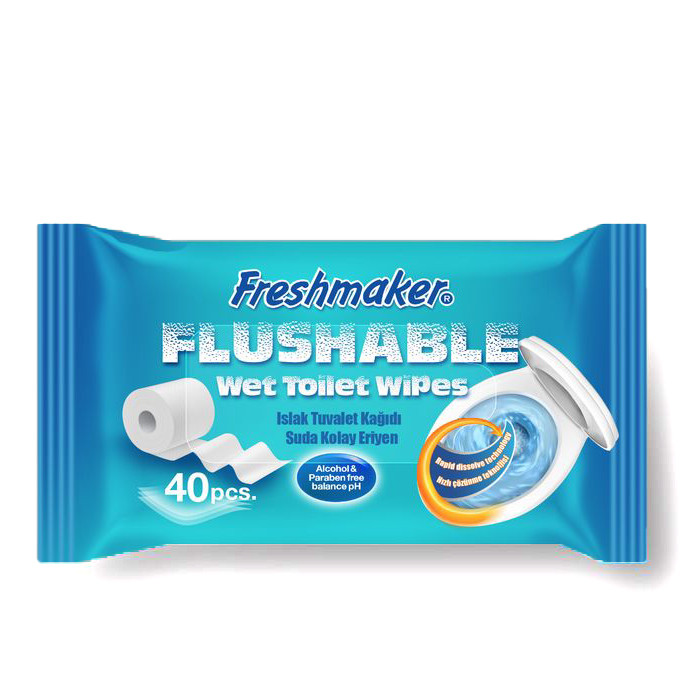 Папір туалетний вологий змивний "Freshmaker" 40 шт./пач.