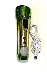 Ліхтар ручний акумуляторний світлодіодний 8688 з бічним підсвічуванням та USB зарядкою Зелений