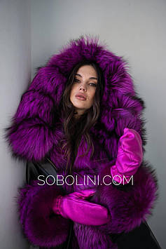 Рукавиці зі шкіри оленя колір фуксія всередині на флісі