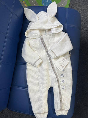 Комбінезон вязаний на овчині Зайчик (6-9м.) (YOLA.BABY.SHOP), фото 1