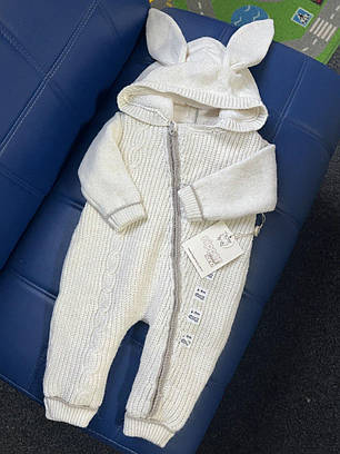 Комбінезон вязаний на овчині Зайчик (6-9м.) (YOLA.BABY.SHOP), фото 3