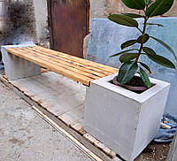 Бетонная скамейка "Лофт" с кашпо, лавка из бетона