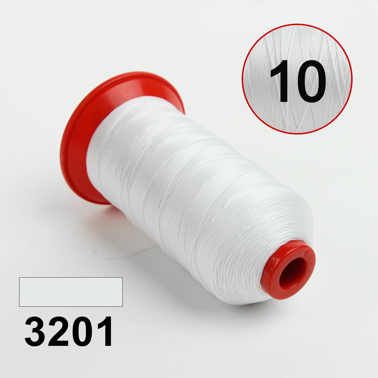 Нитка POLYART(ПОЛИАРТ) N10 колір 3201 білий, для пошиття чохлів на автомобільні сидіння і кермо, 750м