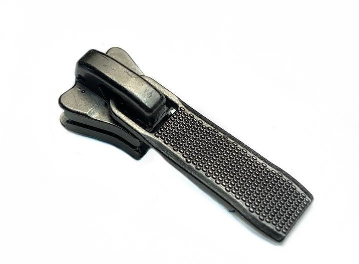 Бігунок №5 для тракторної блискавки з фіксатором Classic колір темний-нікель, фото 1