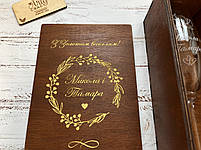 Подарунок на золоте весілля бокали богемія "З Золотим весіллям" в коробці з золотими елементами, фото 6