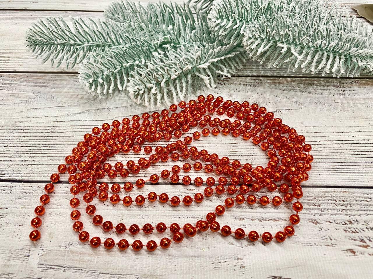 Новорічні намисто на ялинку (2.7 м). Діаметр 6 мм. Колір червоний, фото 1