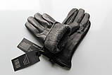 Чоловічі шкіряні рукавички, підкладка махра, фото 2
