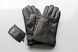 Чоловічі шкіряні рукавички, підкладка махра, фото 3
