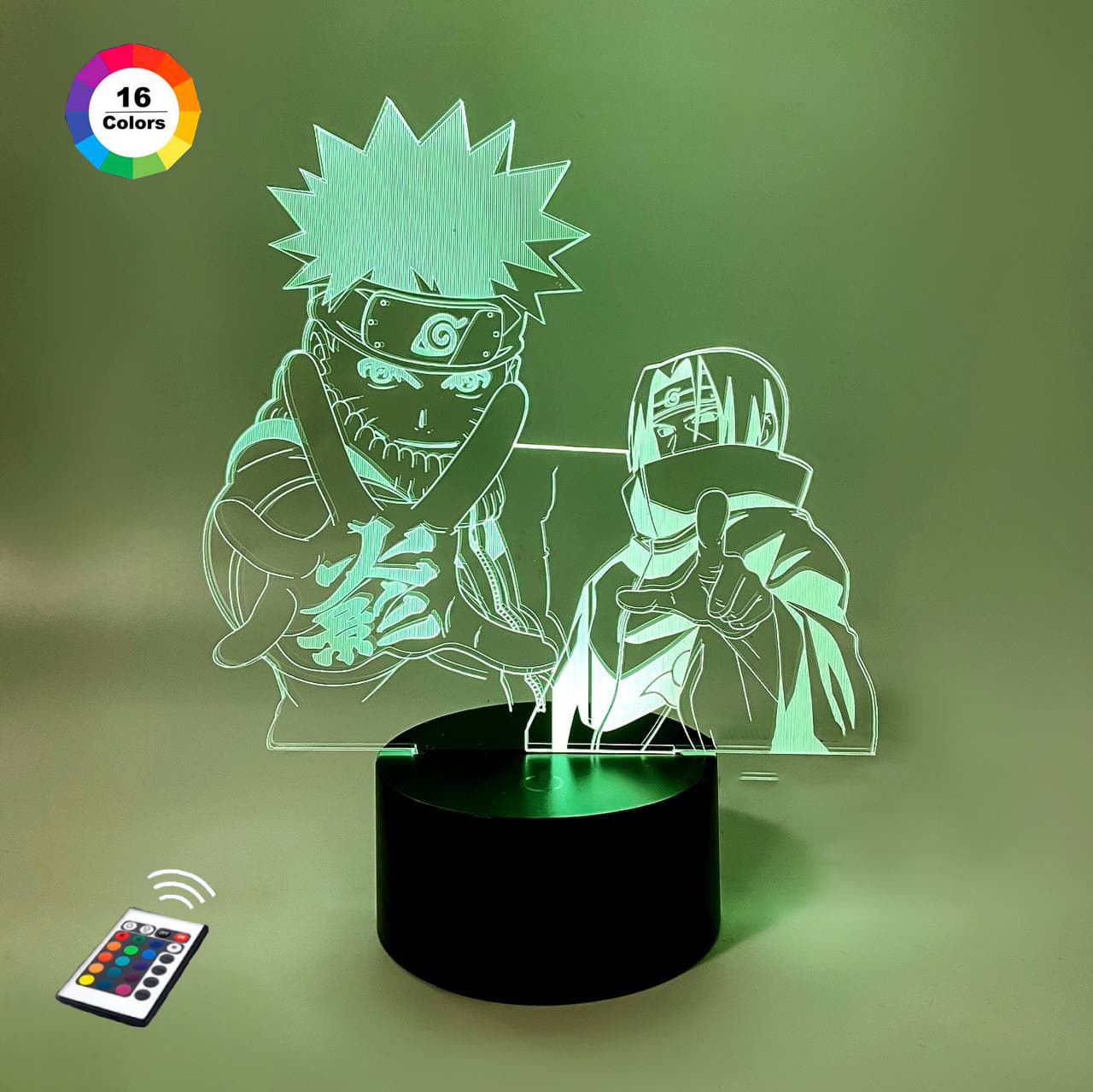 3D нічник "Наруто та Ітачі" (ВОЛІЧНЕ ЗОБРАЖЕННЯ)+ пульт ДК + мережевий адаптер + батарейки (3ААА)  3DTOYSLAMР, фото 1