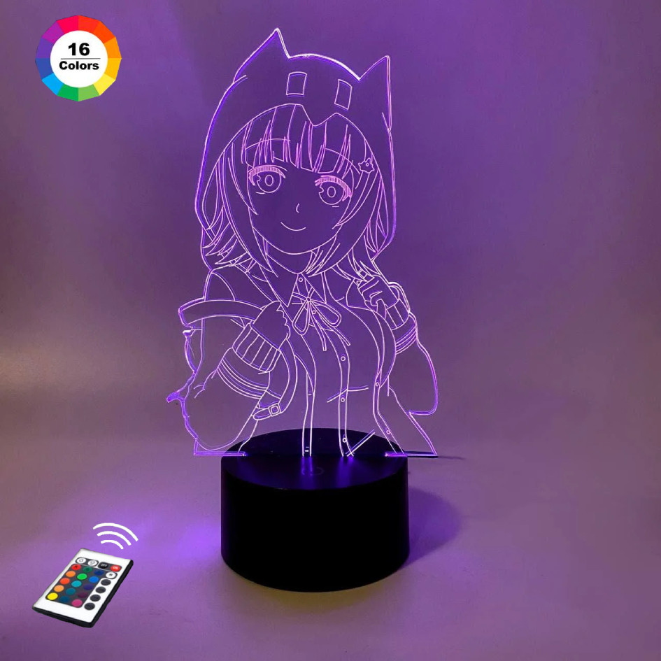 3D нічник "Чіаки Нанамі" (ВОЛІЧНЕ ЗОБРАЖЕННЯ)+ пульт ДК + мережевий адаптер + батарейки (3ААА)  3DTOYSLAMP, фото 1