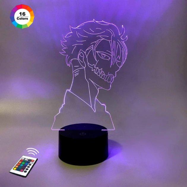 3D нічник "Jack the ripper" (ВОЛІЧНЕ ЗОБРАЖЕННЯ)+ пульт ДК + мережевий адаптер + батарейки (3ААА) 3DTOYSLAMP, фото 1