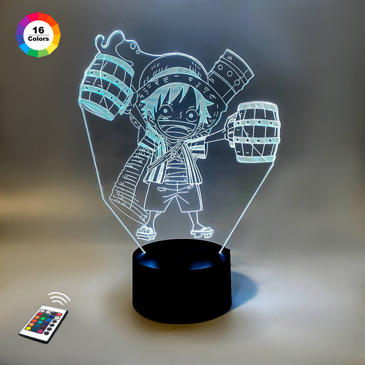3D нічник "Монки Д.Луффі «Чібі» (УВАЧНЕ ІЗОБРАЖЕННЯ)+ пульт ДК + мережевий адаптер + батарейки 3DTOYSLAMP, фото 1