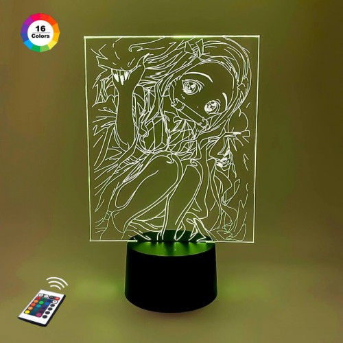 3D нічник "Незуко Камадо" (ВОЛІЧНЕ ЗОБРАЖЕННЯ)+ пульт ДК + мережевий адаптер + батарейки (3ААА)  3DTOYSLAMP, фото 1